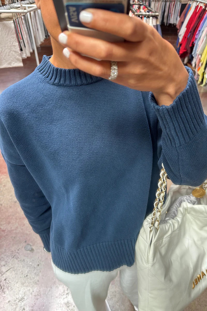 Candi Cotton Crewneck Sweatshirt | Cadet