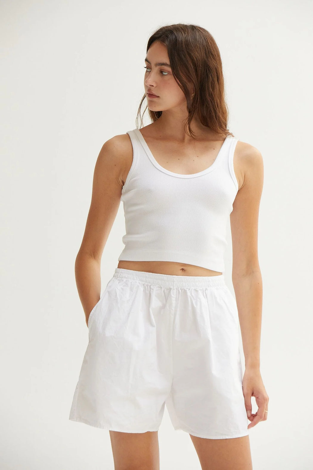 Raya Crop Tank | White