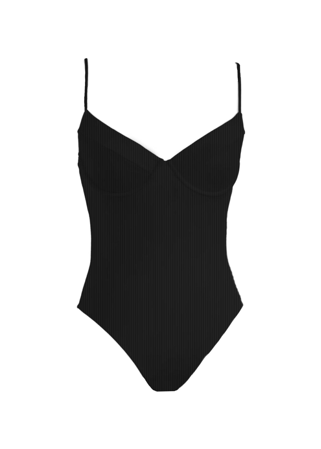 Costa Bodysuit l Black Ribbed