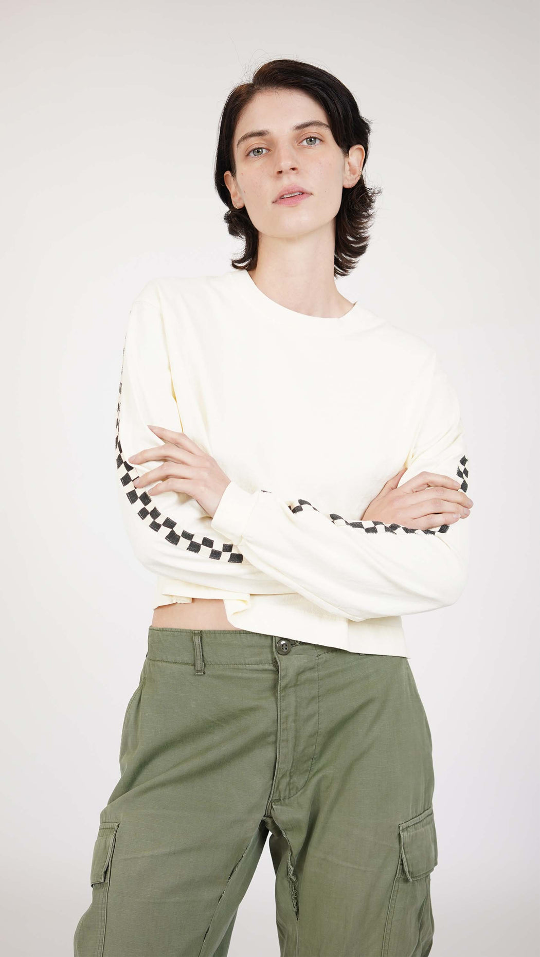 Gents Crop l Vanilla Checkerboard