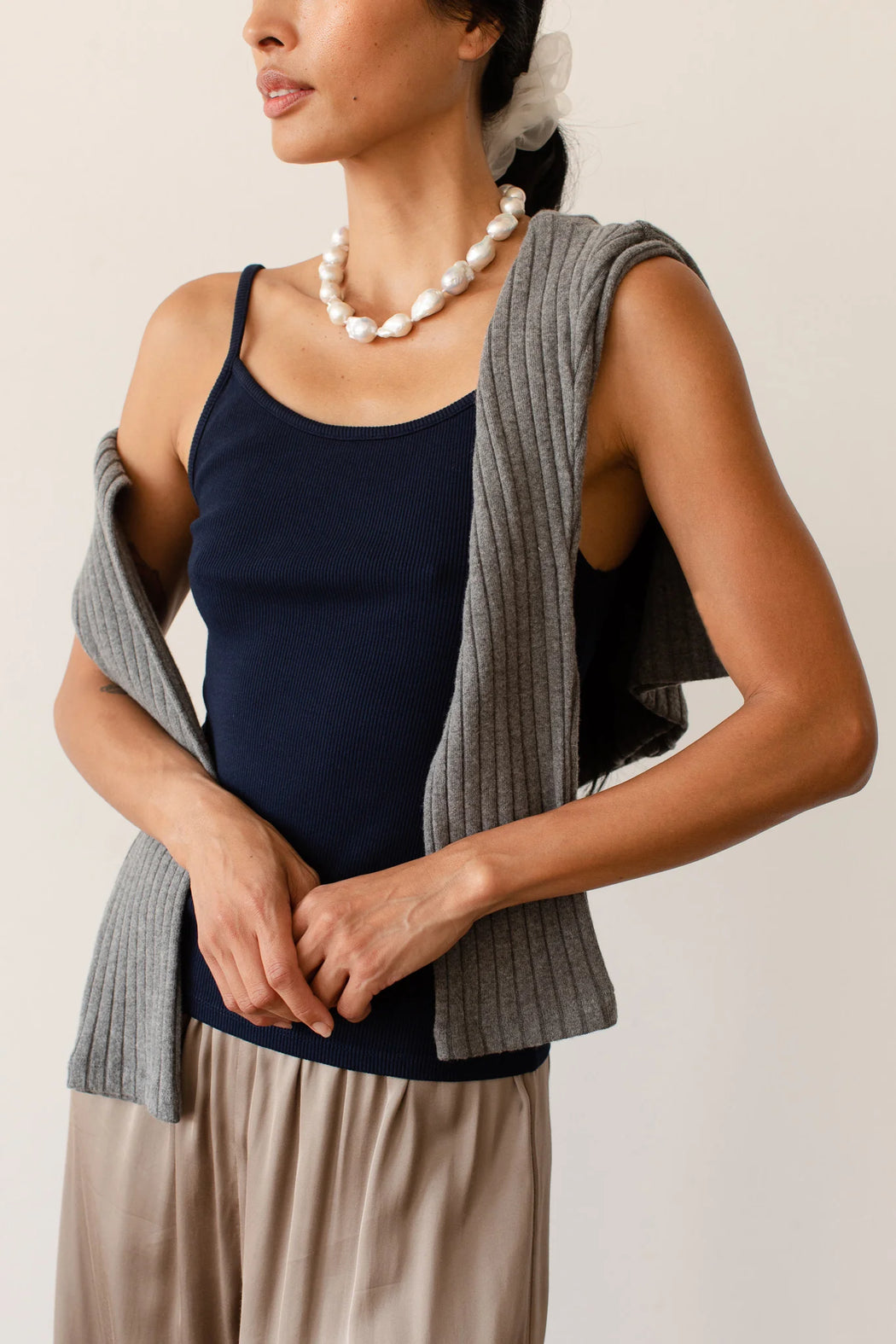 Rib Spaghetti Tank l Navy