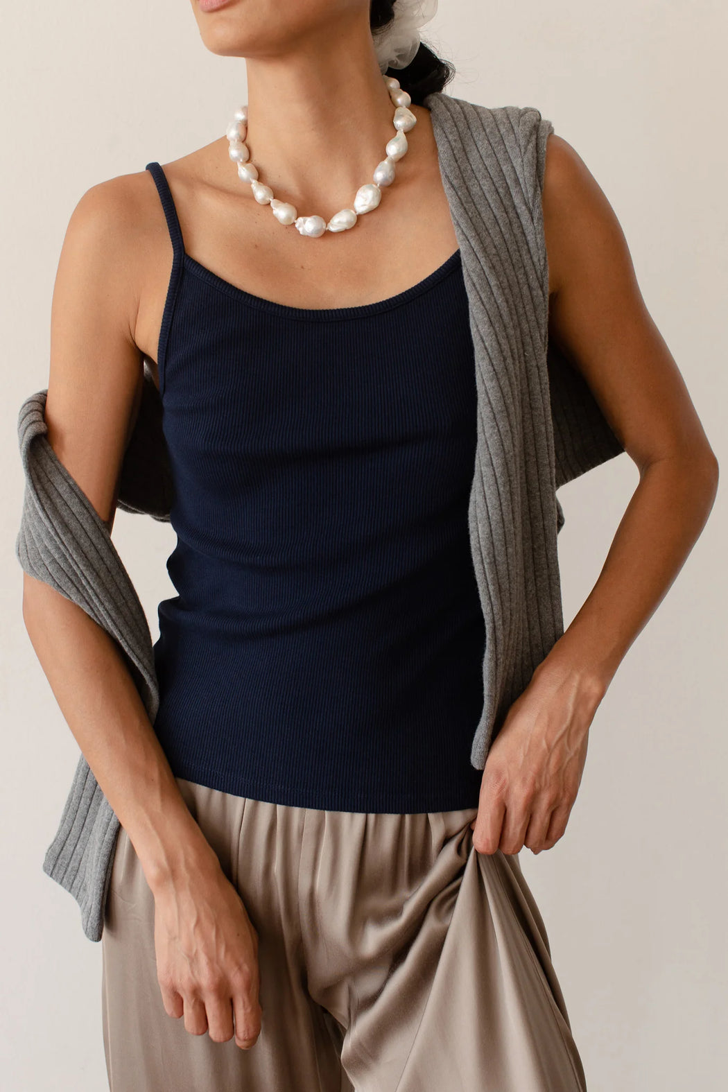 Rib Spaghetti Tank l Navy