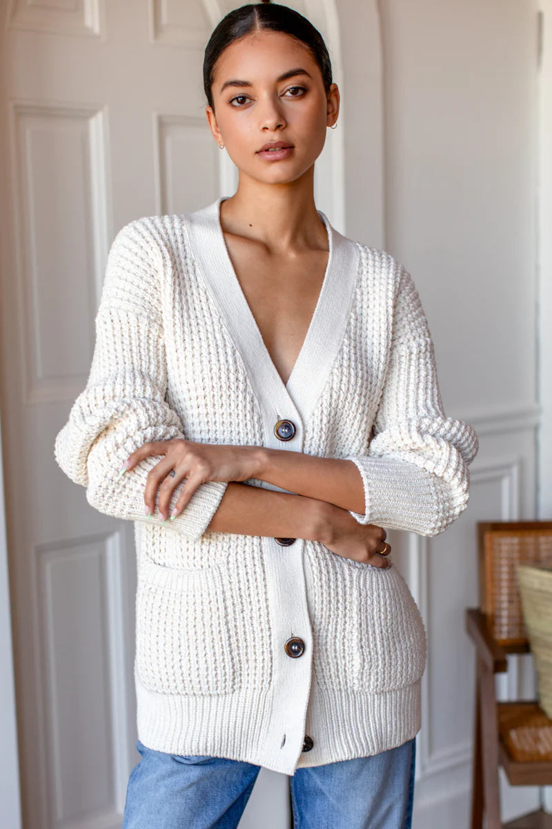 Cozy Cotton Cardigan | Ivory Tanguis Cotton