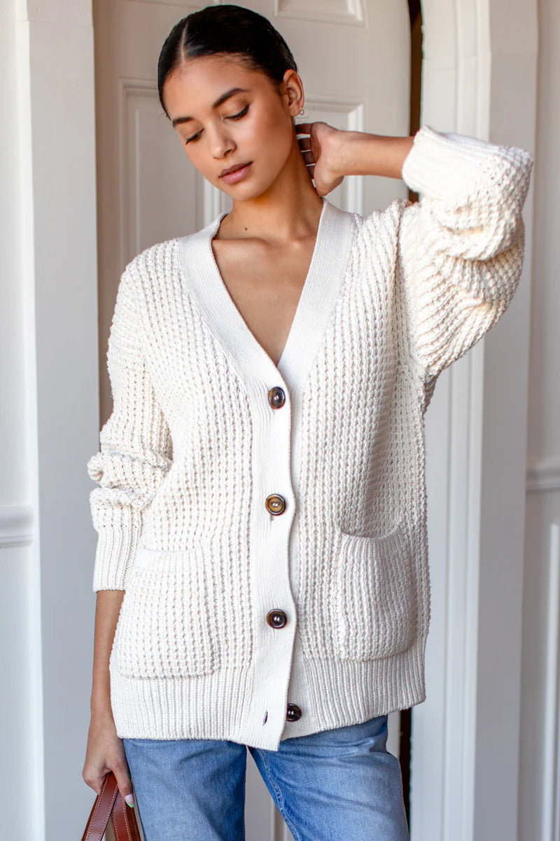 Cozy Cotton Cardigan | Ivory Tanguis Cotton