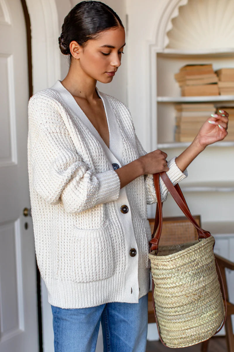 Cozy Cotton Cardigan | Ivory Tanguis Cotton