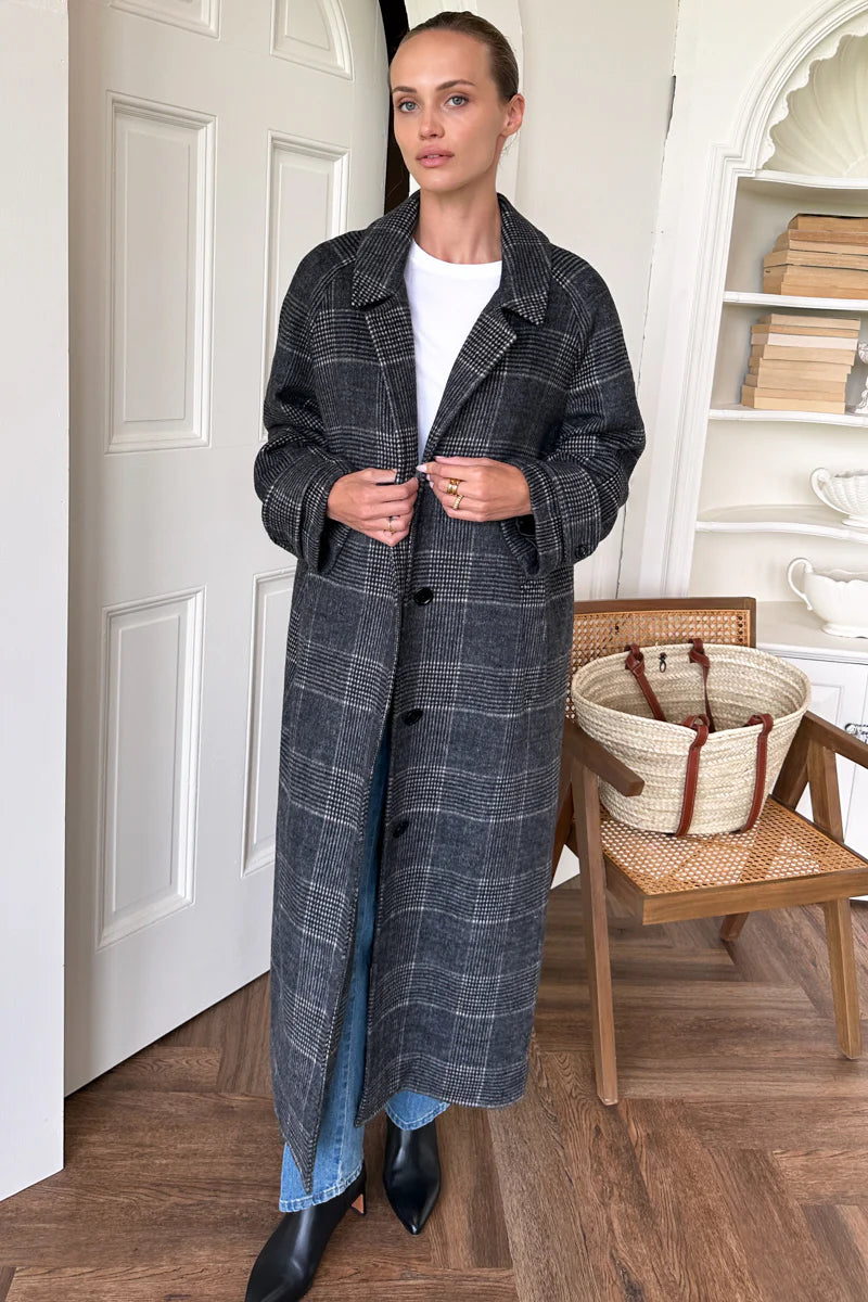 Maxi Overcoat | Mackenzie Plaid Wool