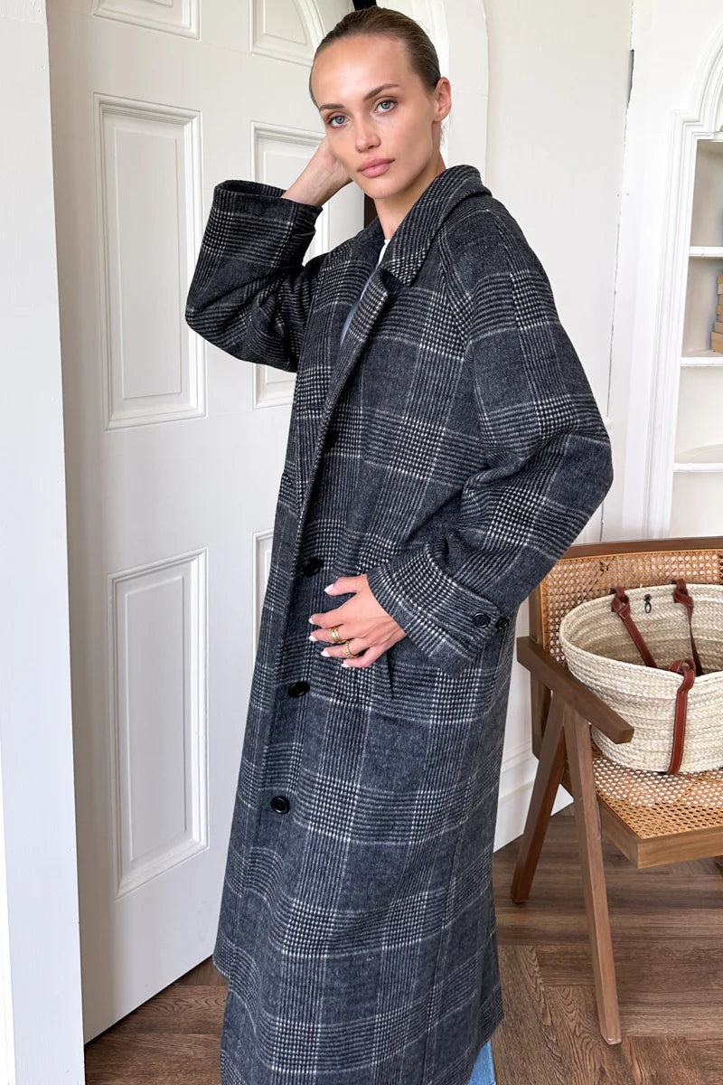 Maxi Overcoat | Mackenzie Plaid Wool