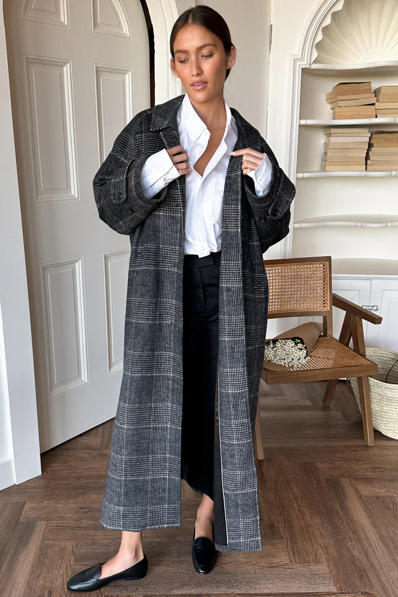 Maxi Overcoat | Mackenzie Plaid Wool