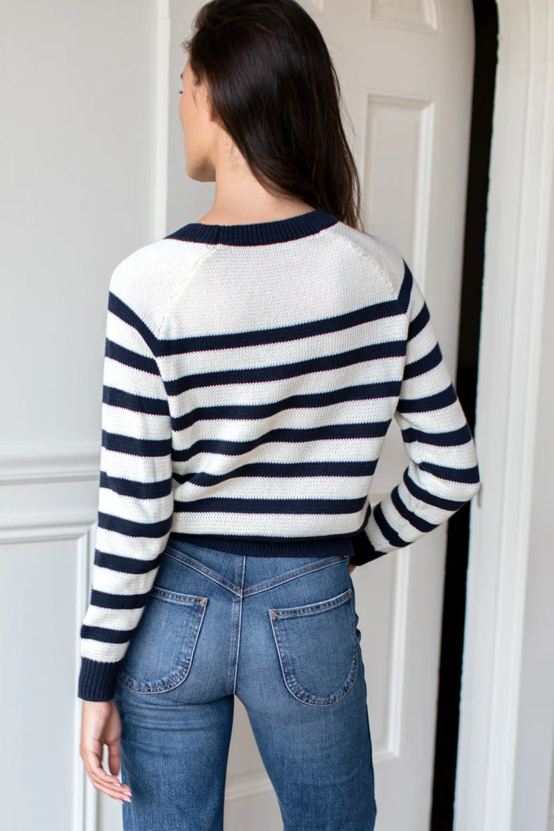 Emerson Sweater l Breton Stripe Ivory + Navy Organic