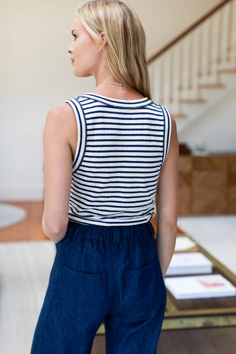 Go To Tank Top | Navy Stripe Organic