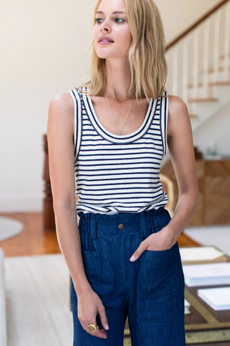 Go To Tank Top | Navy Stripe Organic