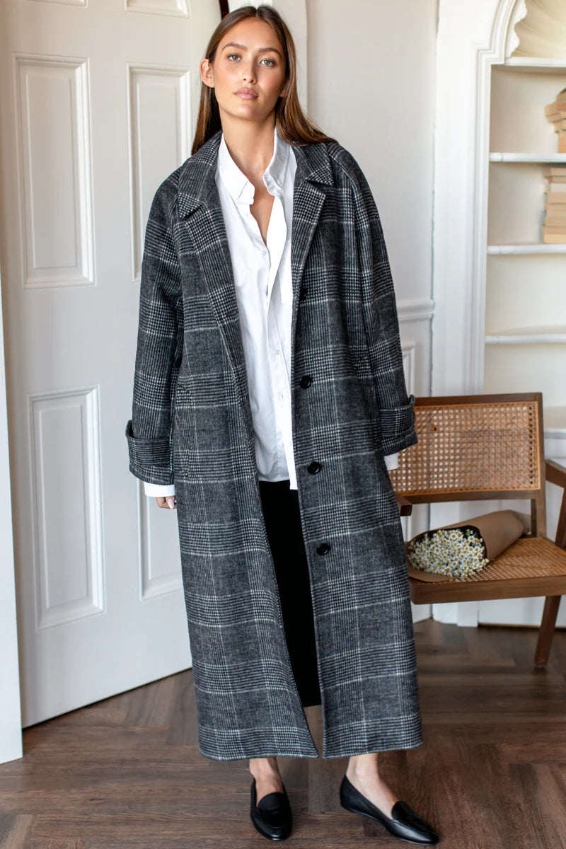 Maxi Overcoat | Mackenzie Plaid Wool