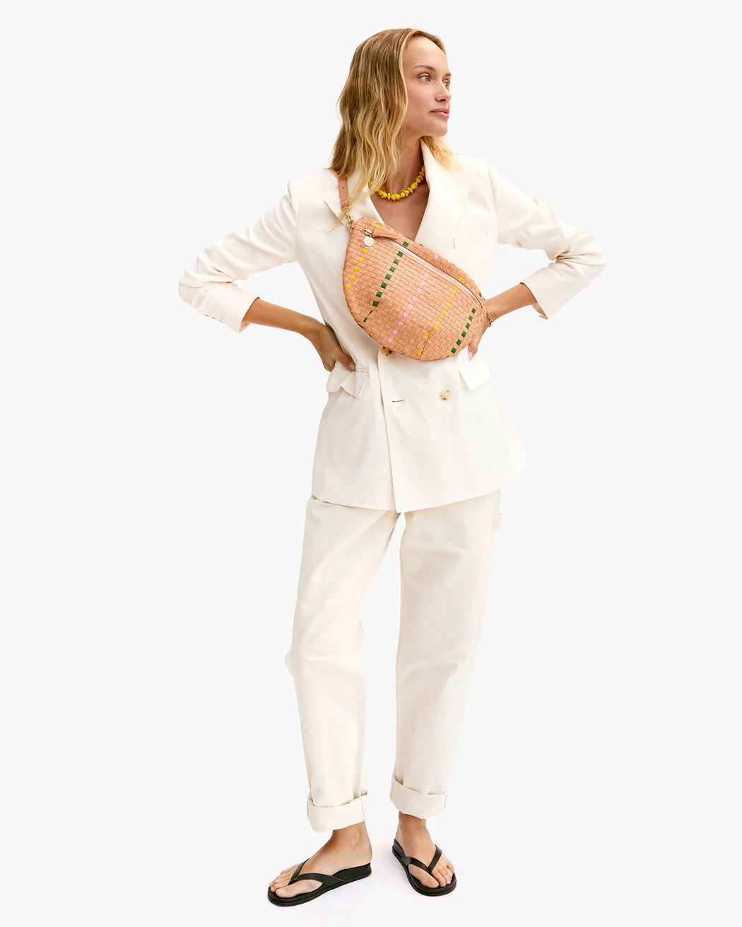 Grande Fanny | Bisque Woven Checker w/Stripe