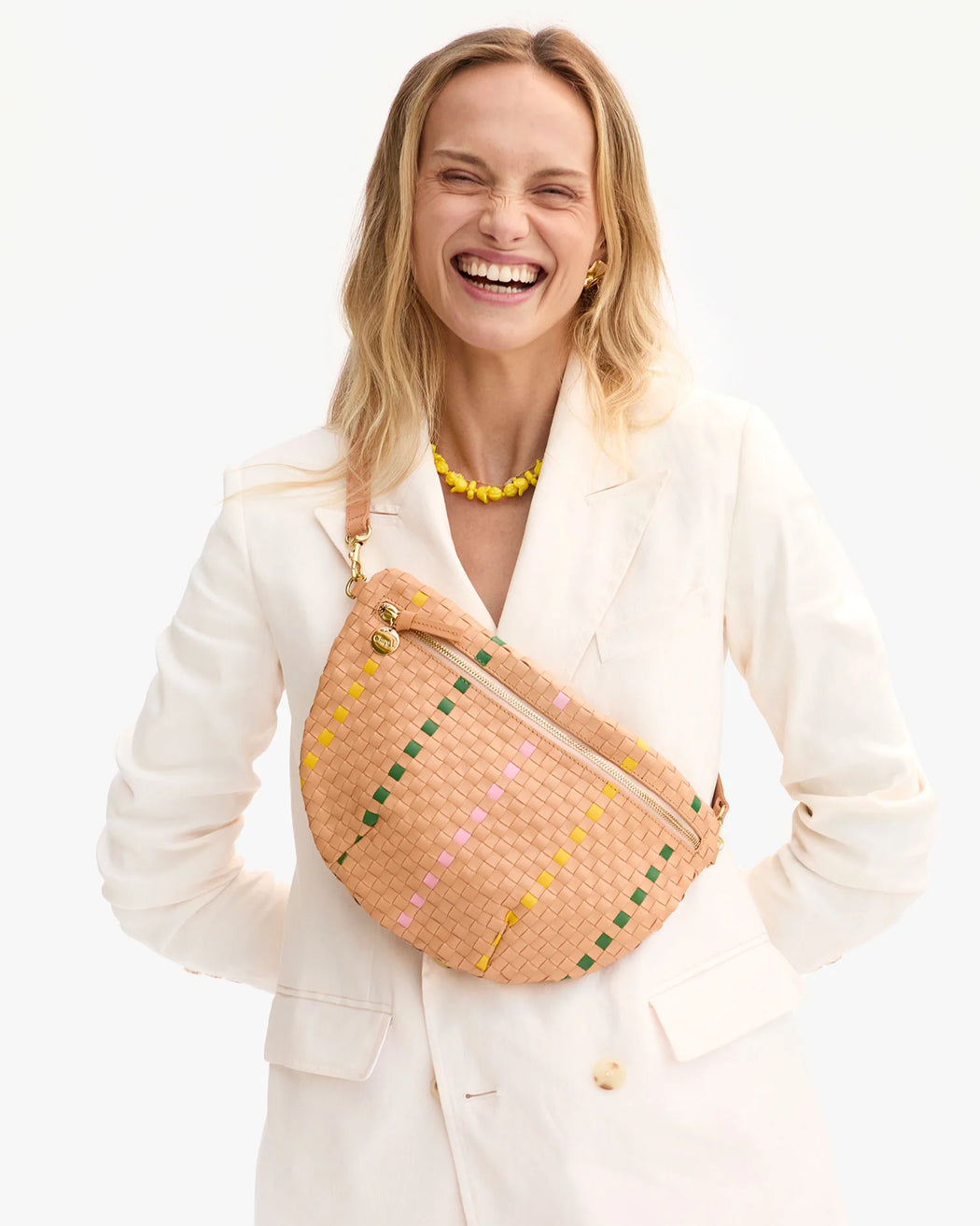 Grande Fanny | Bisque Woven Checker w/Stripe