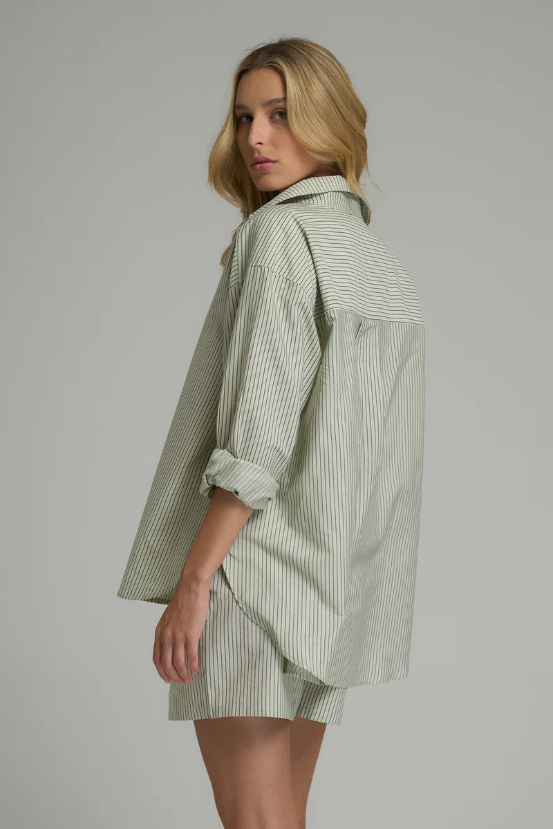 Hastings Shirt | Pesto/Chocolate Stripe