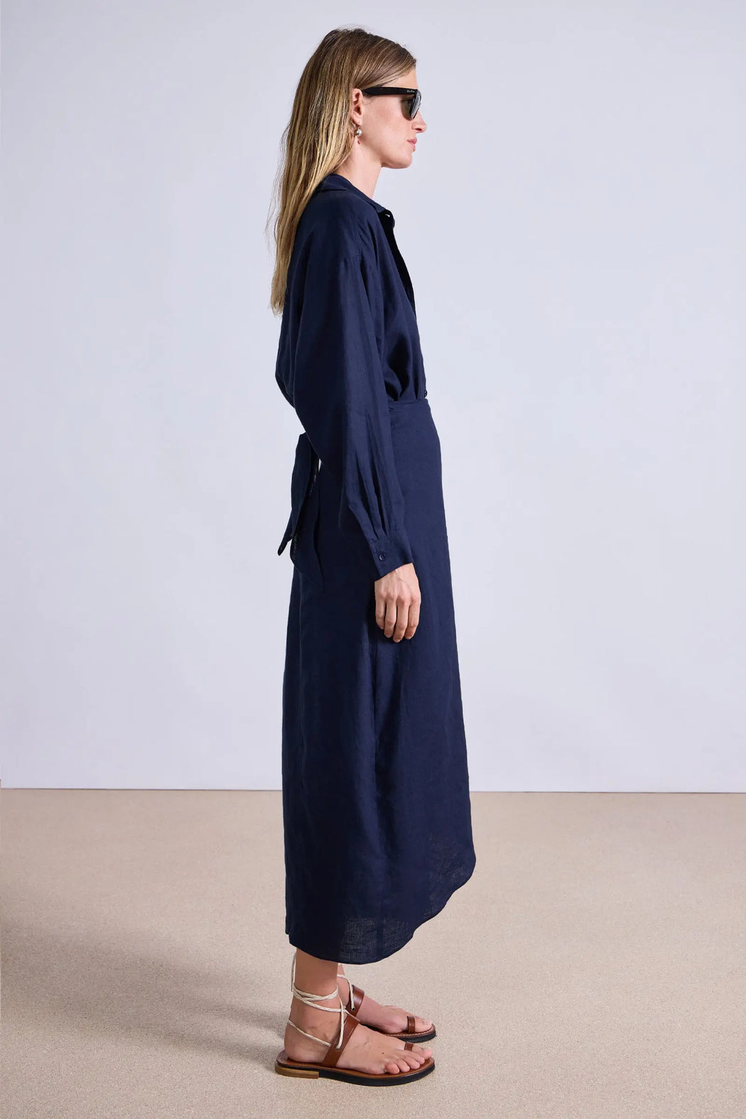 Alessandra Sarong Shirt Dress | Navy