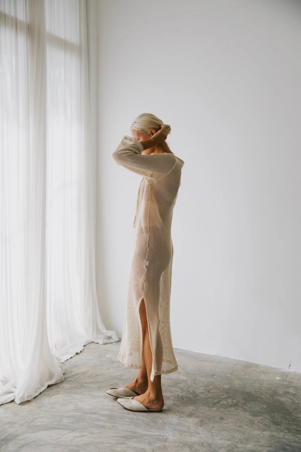 Mesh Long Cover Up | Cream