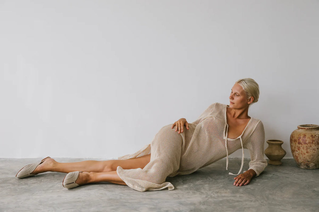 Mesh Long Cover Up | Cream