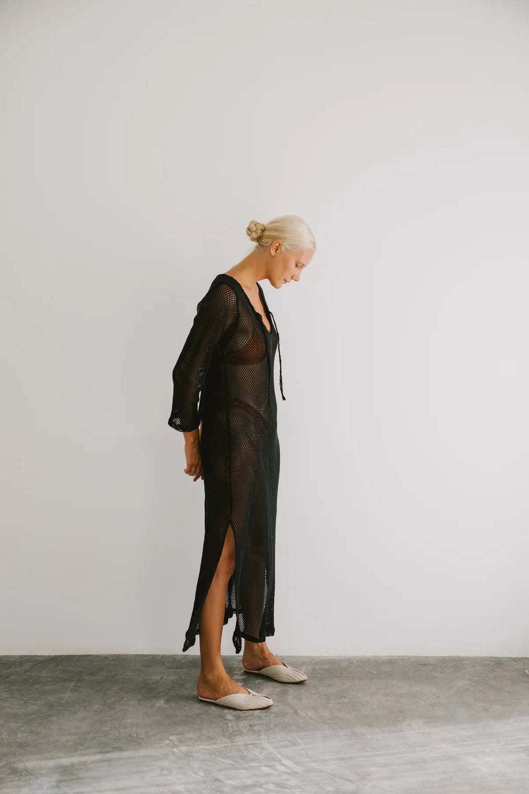 Mesh Long Cover Up | Black Oyster