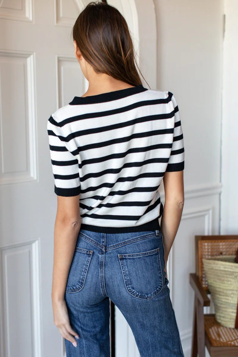 Luxe Emerson Knit Top | Mariner Stripe Tencel + Cashmere