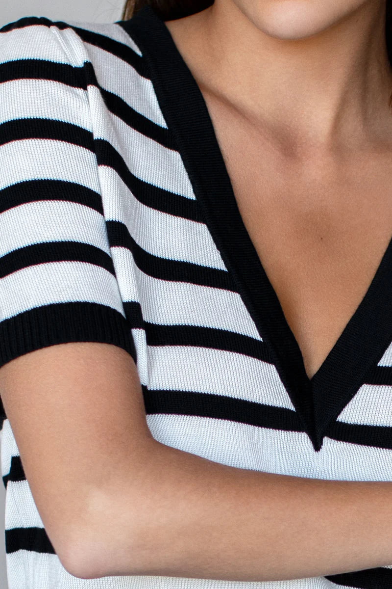 Luxe Emerson Knit Top | Mariner Stripe Tencel + Cashmere