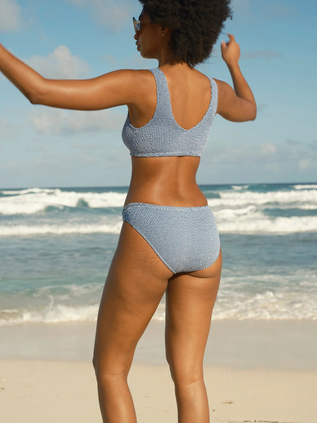 Ripple Reverb Bikini Top | Blue Static