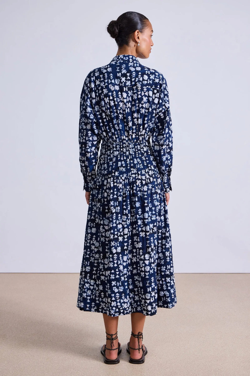 Sophia Smocked Shirt Dress | Batik Geo Indigo