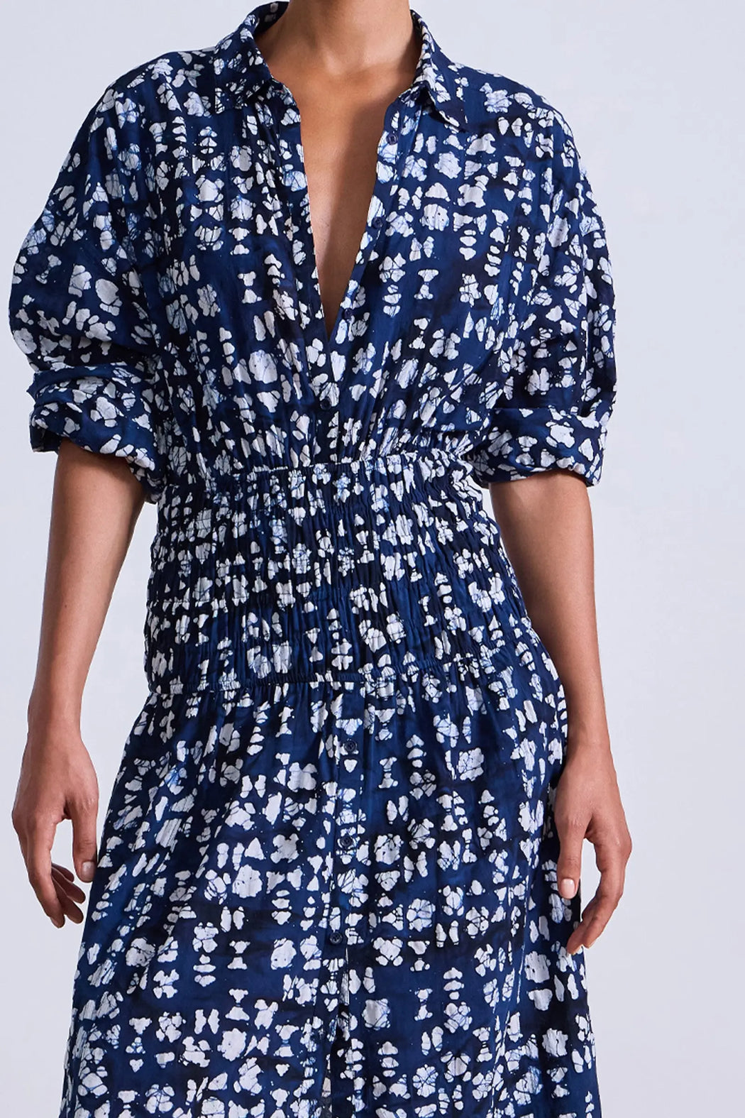 Sophia Smocked Shirt Dress | Batik Geo Indigo