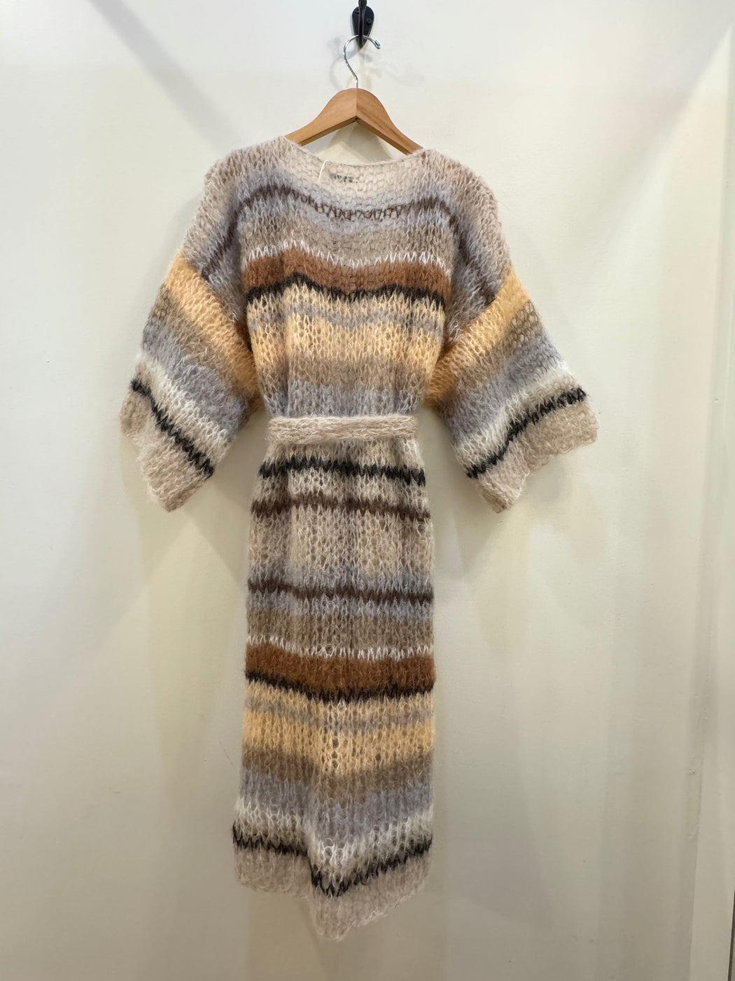 Mohair Coat Light | Sand Rainbow Stripes