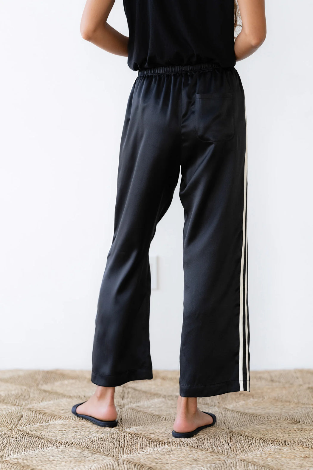 The Silk Stripe Crop Pant | Jet