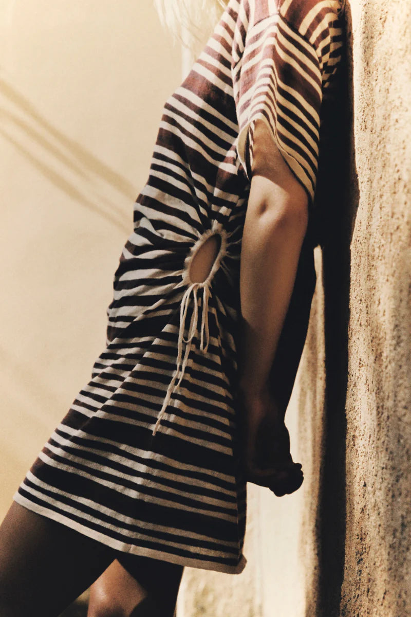 T-Shirt Knit Dress | Chocolate Stripe