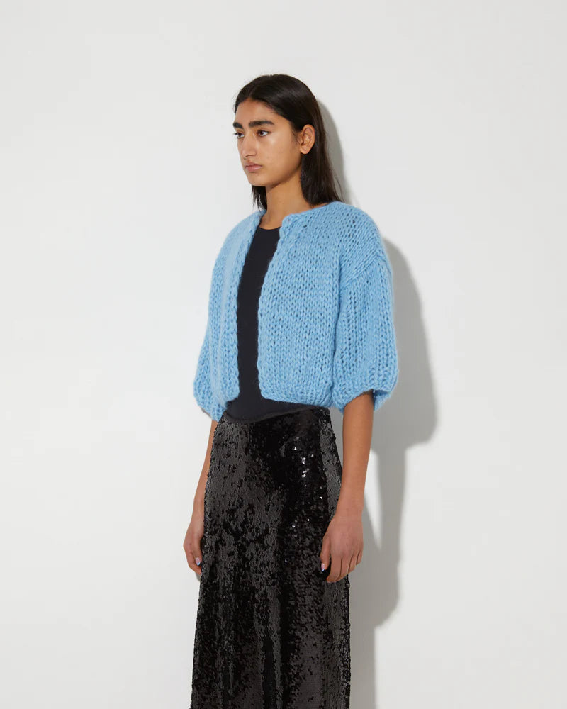 Alpaca Short Sleeve Cardigan | Alaskan Blue