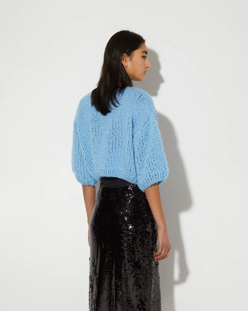 Alpaca Short Sleeve Cardigan | Alaskan Blue