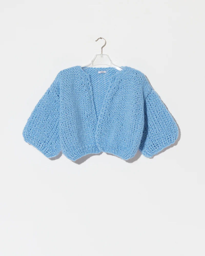Alpaca Short Sleeve Cardigan | Alaskan Blue