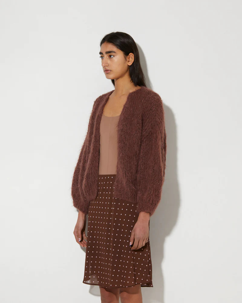 Shaggy Alpaca Bomber Cardigan | Maroon