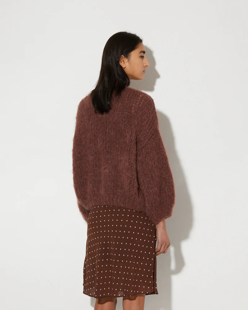 Shaggy Alpaca Bomber Cardigan | Maroon