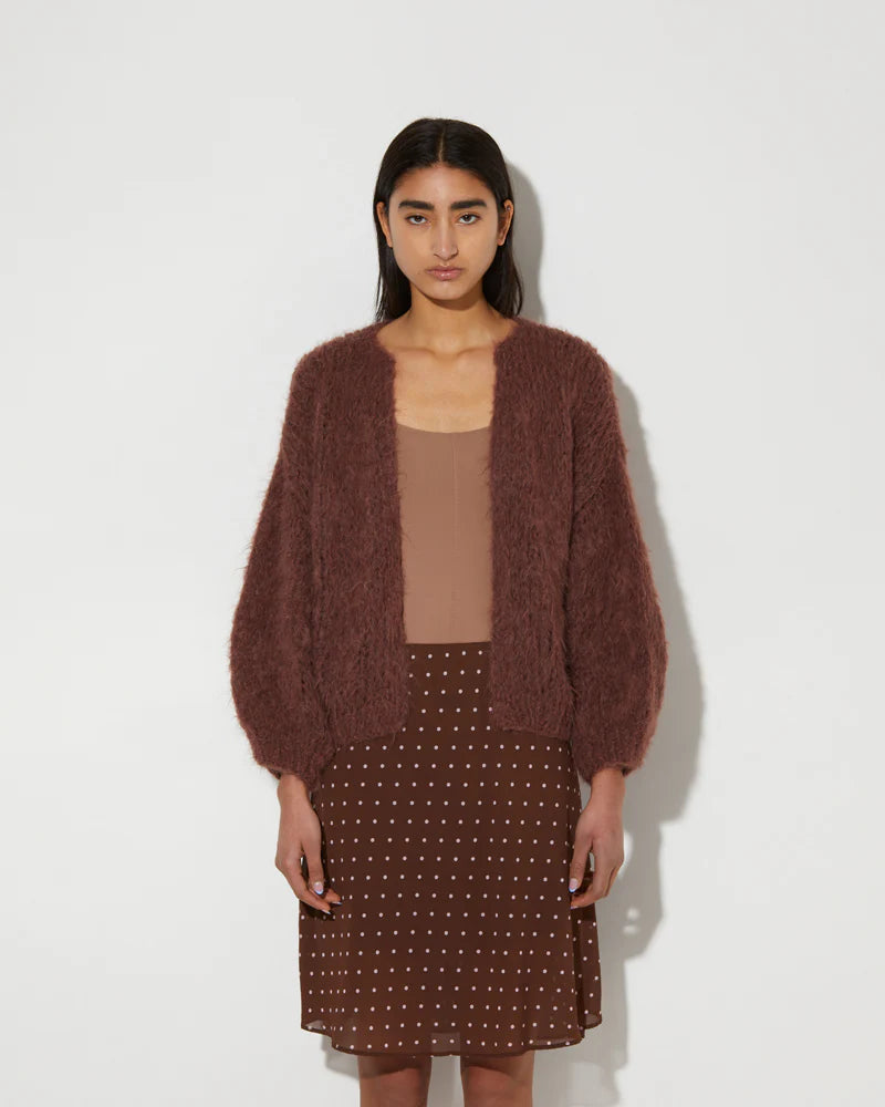 Shaggy Alpaca Bomber Cardigan | Maroon