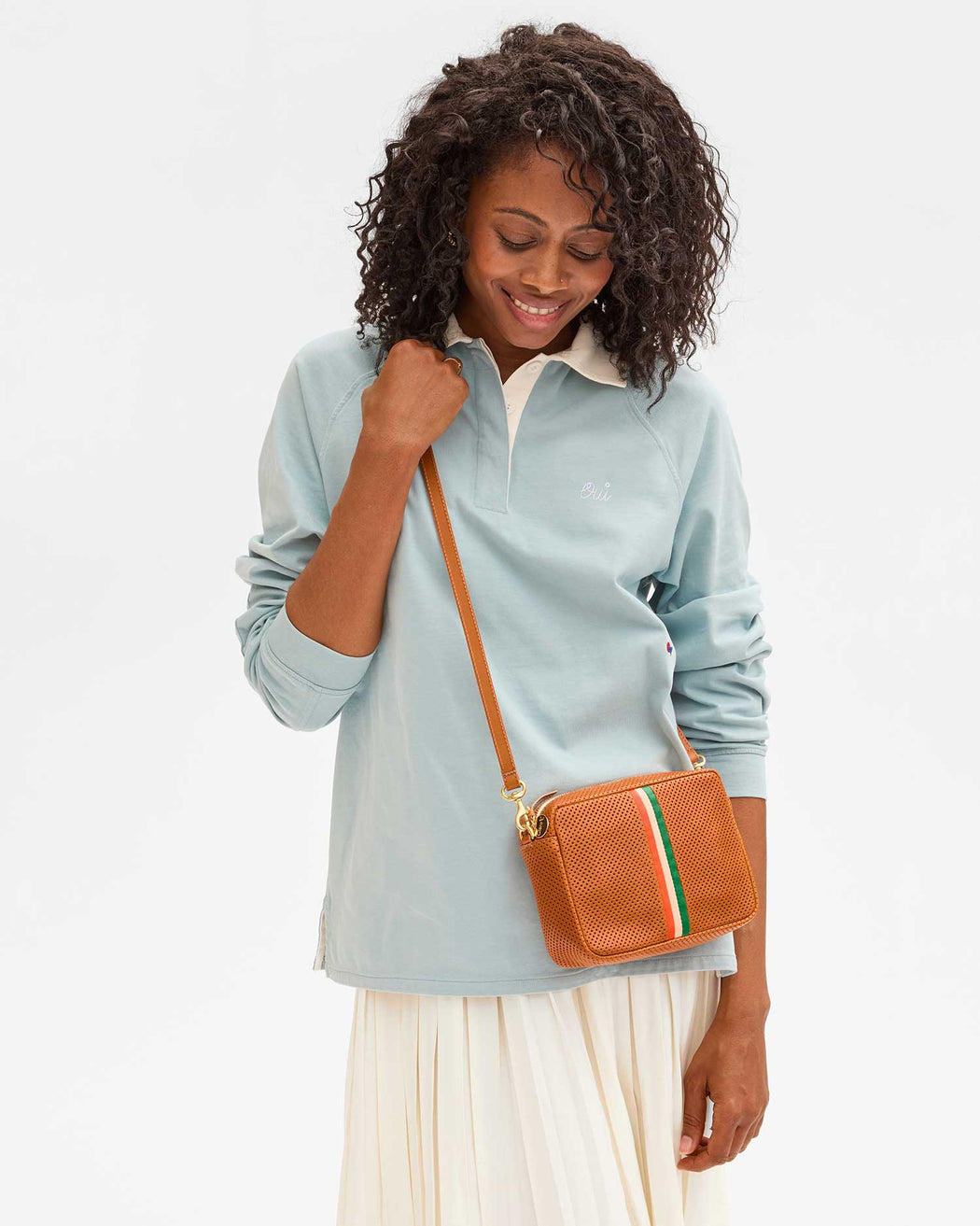 Midi Sac | Cuoio Perf w/ Inlaid Stripes