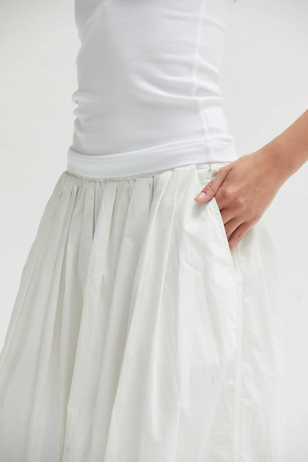 Kate Poplin Pleated Skirt | White