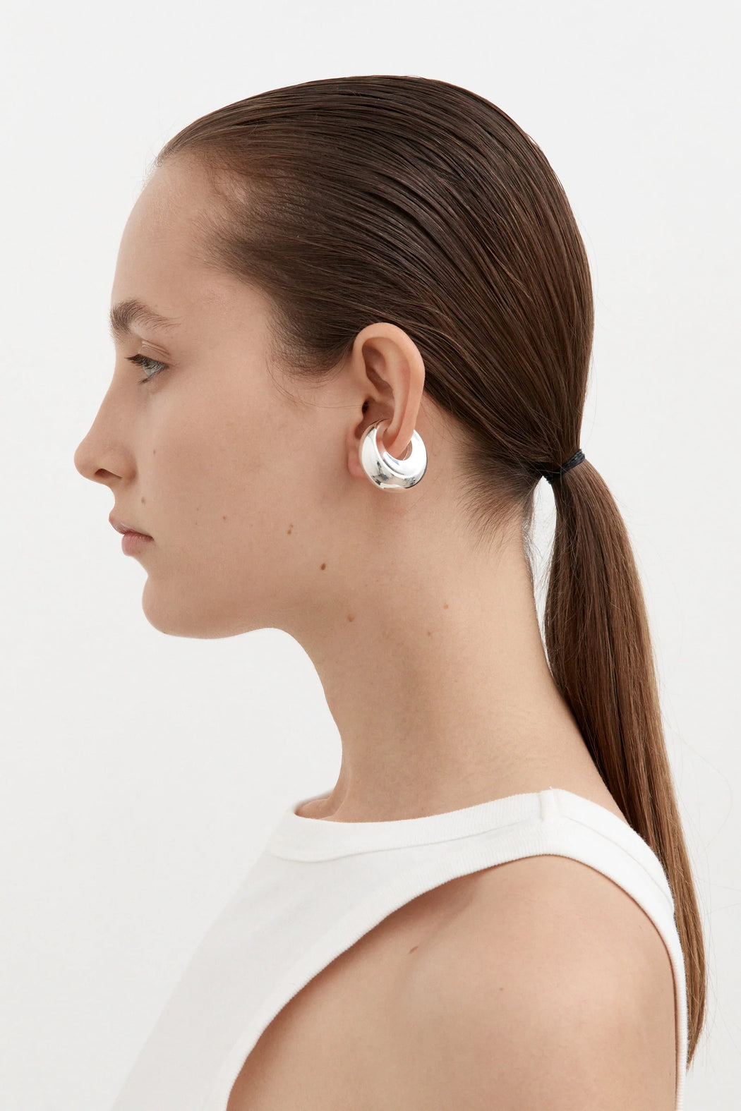 Large Concave Ear Cuff | Silver
