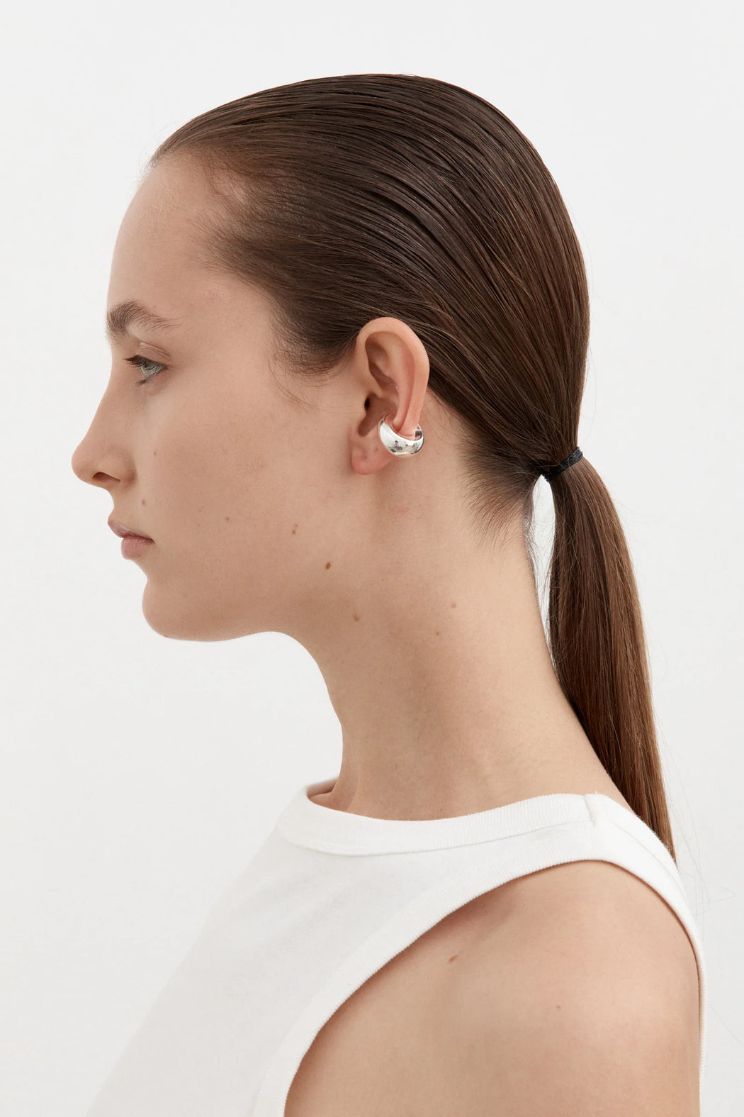 Small Concave Ear Cuff | Silver
