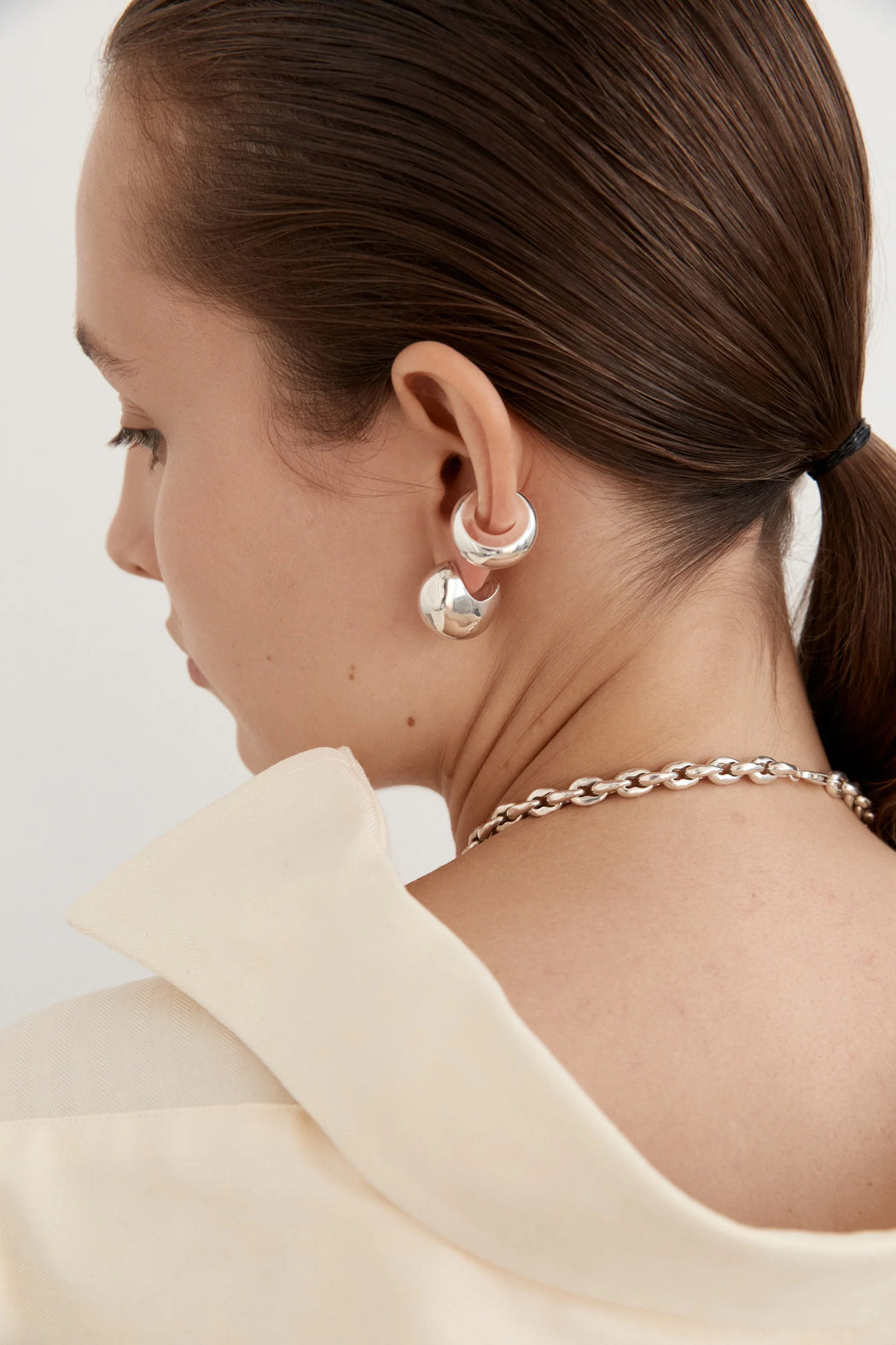 Small Concave Ear Cuff | Silver