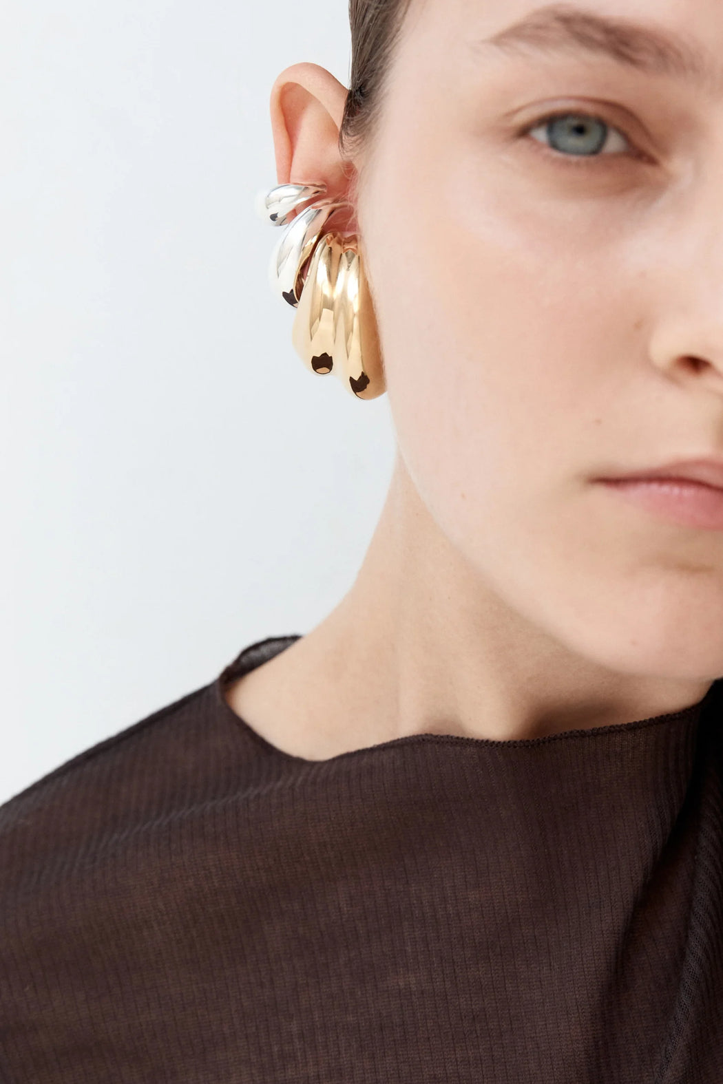 Large Concave Ear Cuff | Silver