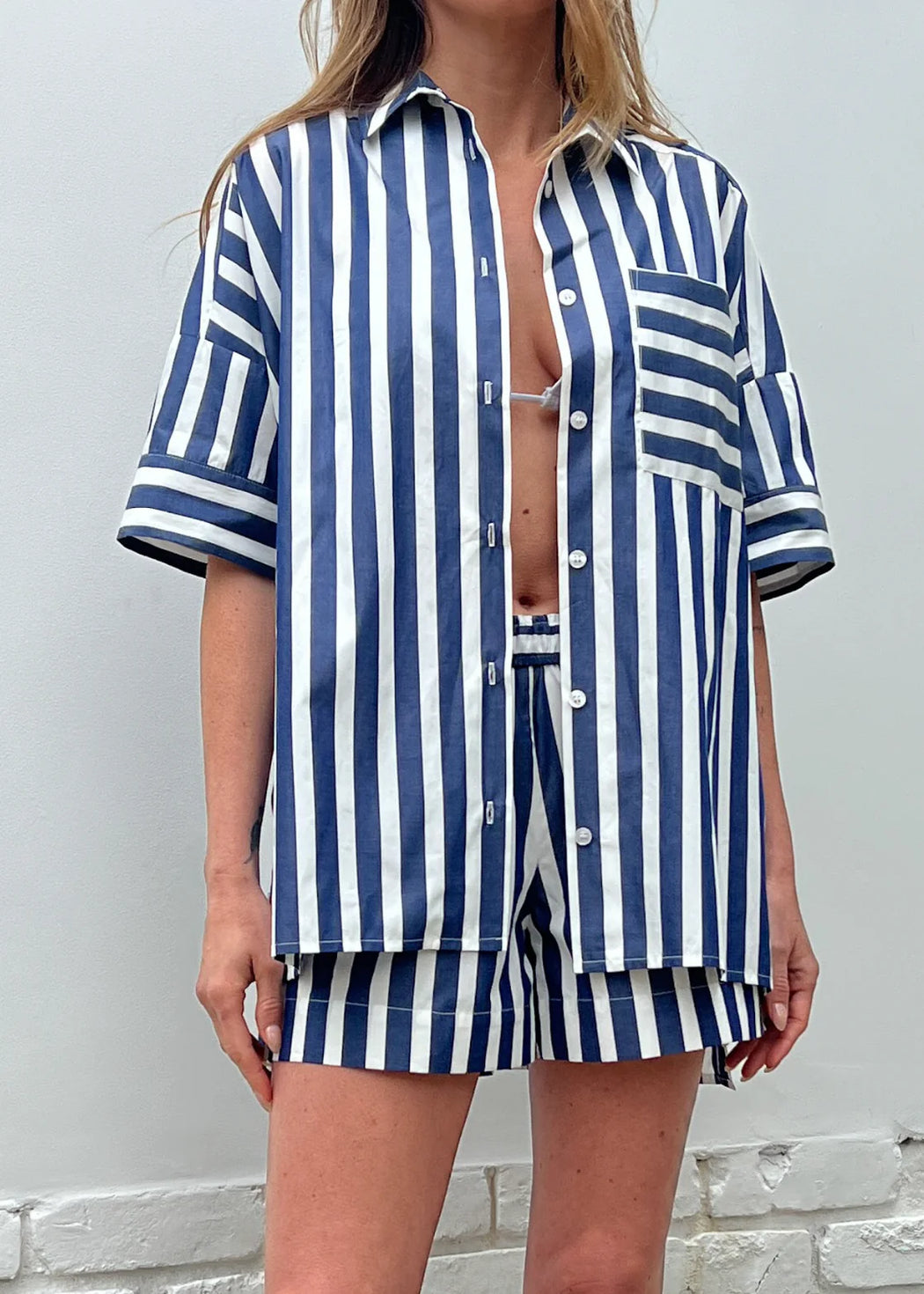 Payton Shirt Cotton Stripe | Navy