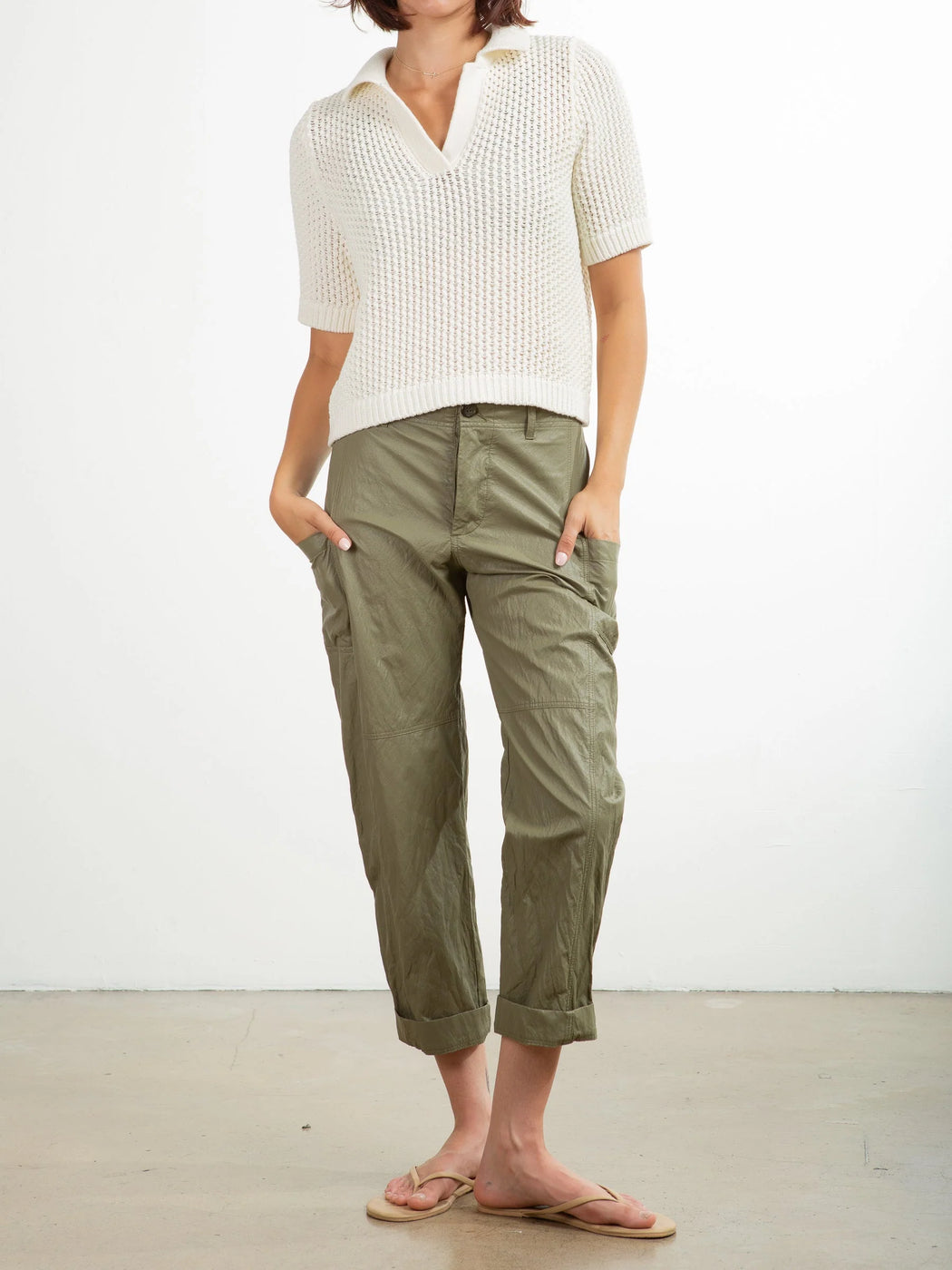 Torrance Pant in Faux Leather | Army