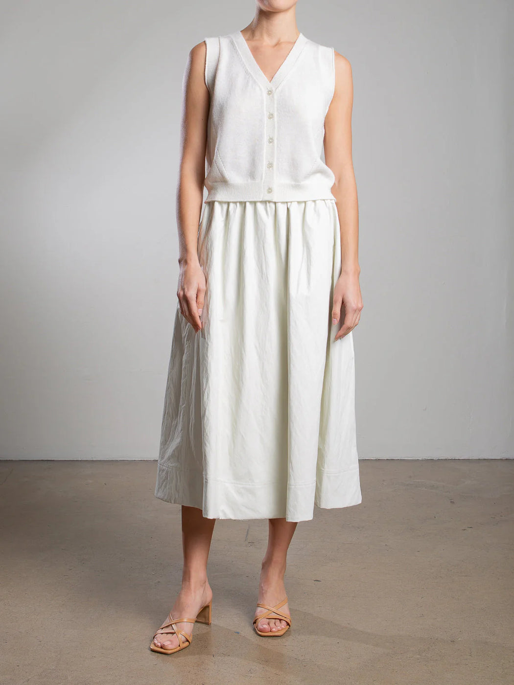 Claudia Skirt in Faux Leather | Ivory