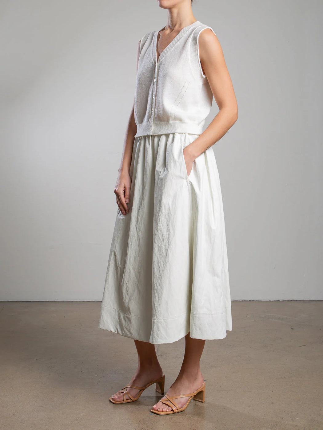 Claudia Skirt in Faux Leather | Ivory
