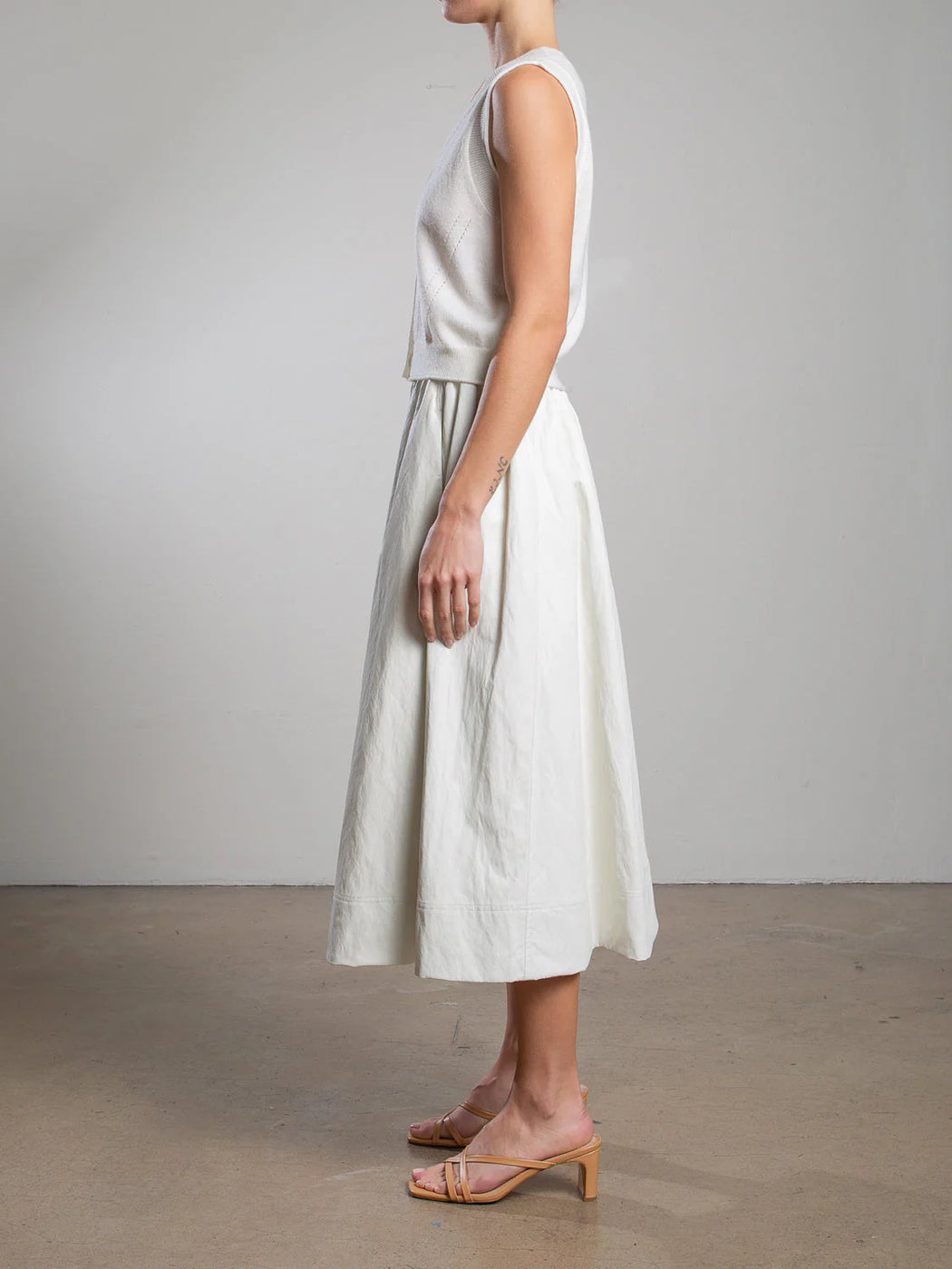 Claudia Skirt in Faux Leather | Ivory