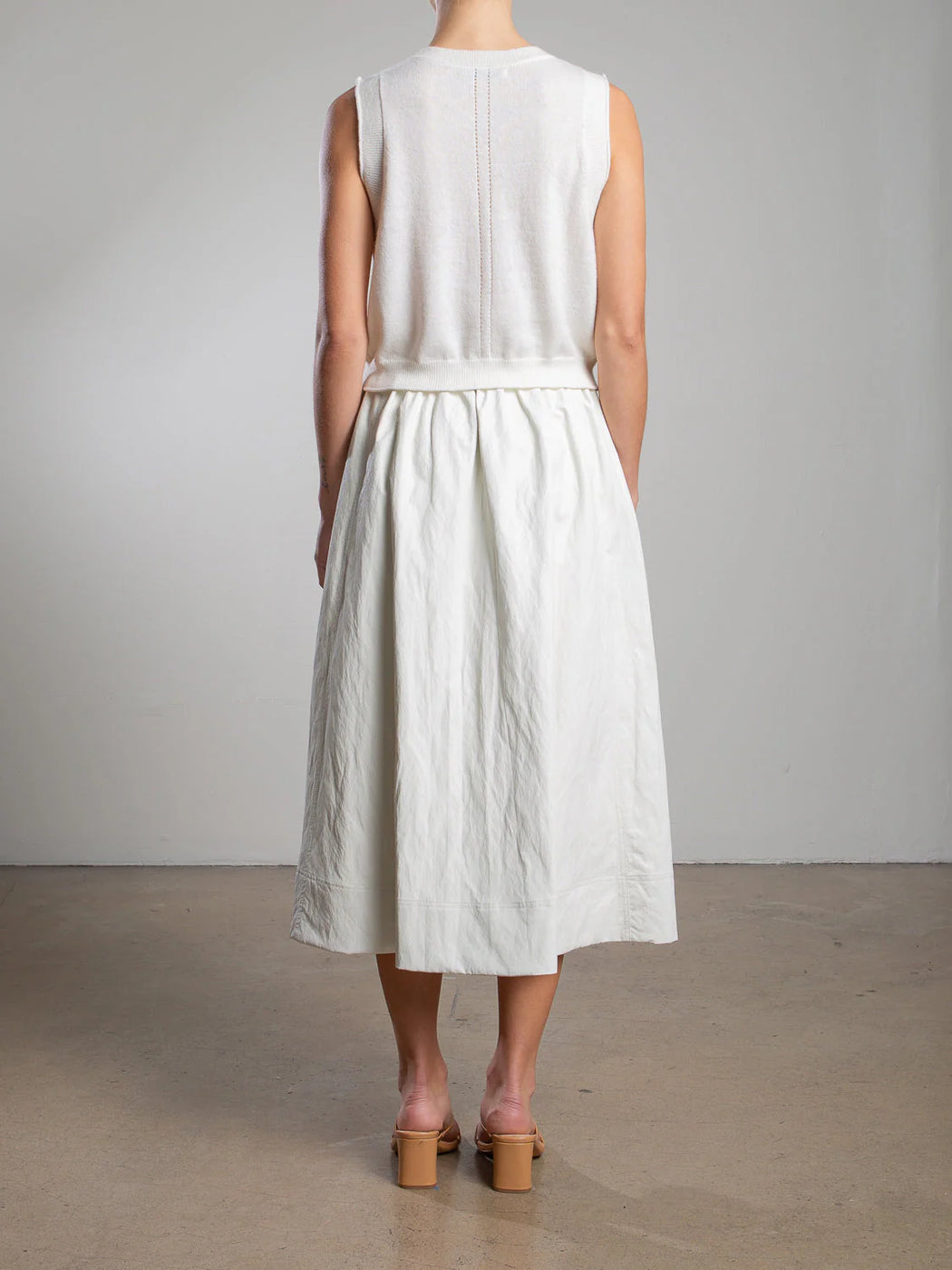 Claudia Skirt in Faux Leather | Ivory
