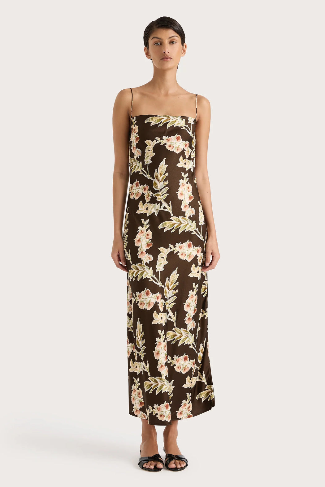 Yolaine Midi Dress | Jardin Floral Chocolate